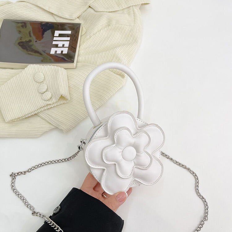 Flower white kids purse