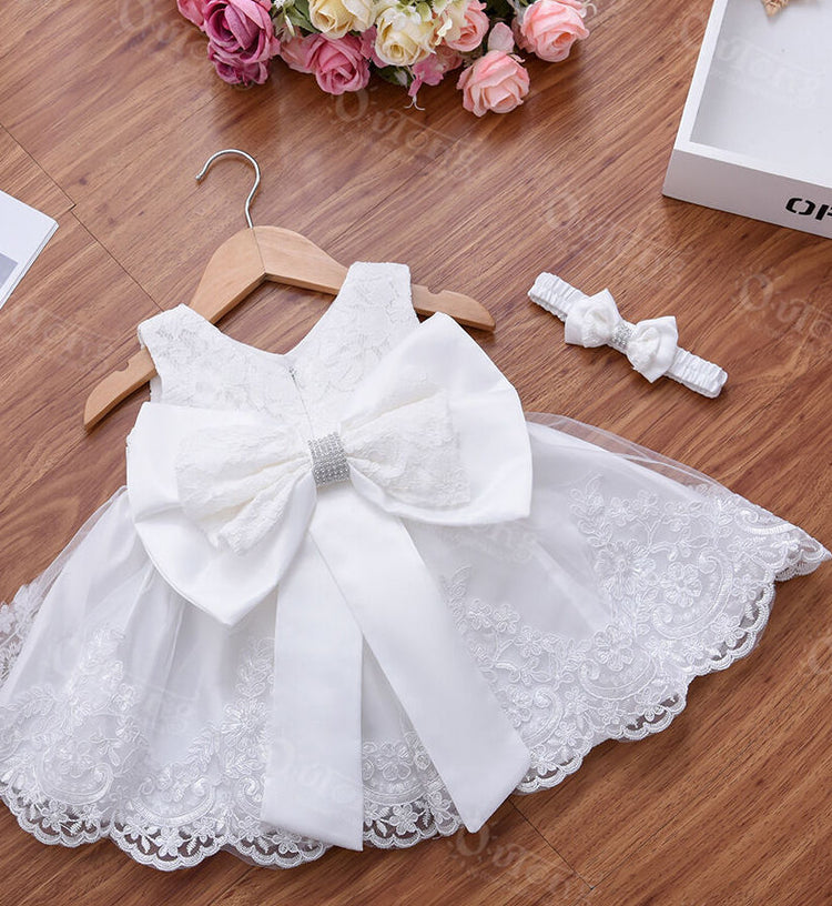 White baby dress, flower girl dress, baby wedding dress, birthday dress, white baby dress