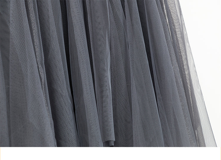 Tulle Skirt, Grey Skirt, Skirt, Ruffle Skirt, Mesh Skirt, Elastic Waist.