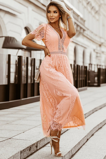 Maxi Pink Dress, Spring dress, Summer dress, wedding guest dress