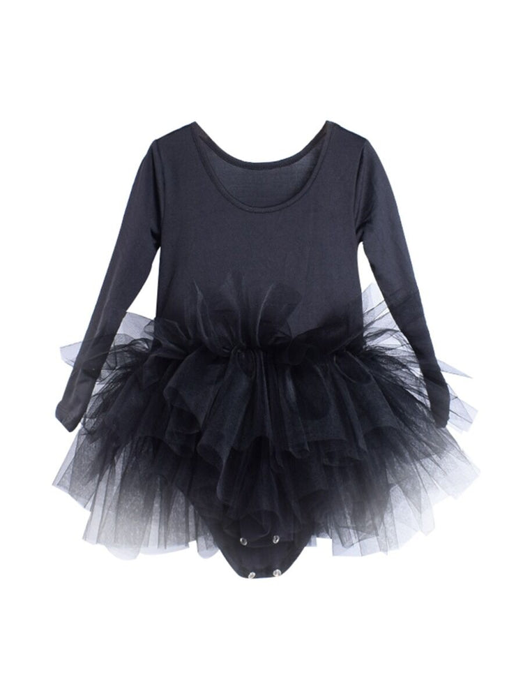 Kids Dress, Black Ballerina Kids Dress, Long Sleeve Ballerina Kids Dress, Tutu Kids Dress.