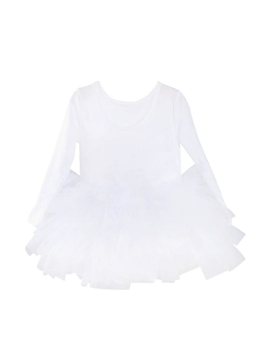 Kids Dress, White Ballerina Kids Dress, Long Sleeve Ballerina Kids Dress, Tutu Kids Dress. 