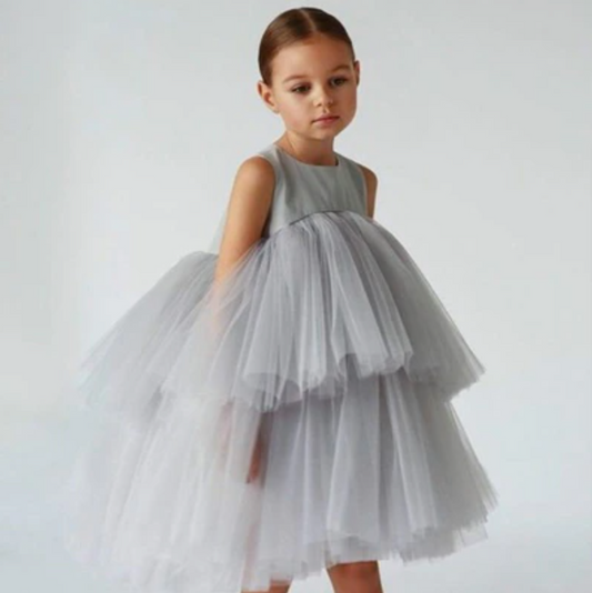 Kids Dress, Grey Kids Dress, Kids Dress, Special Occasion Kids Dress, Birthday Kids Dress, Tutu Kids Dress, Tulle Kids Dress, Flower Girl Kids Dress, Party Kids Dress, Wedding Kids Dress, No Sleeve Kids Dress. Girls Dress, Grey Flower Girl Kids Dress. 