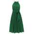 Sleeveless green dress, work dress, date night dress. 