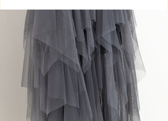 Tulle Skirt, Grey Skirt, Skirt, Ruffle Skirt, Mesh Skirt, Elastic Waist.