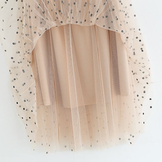 Skirt,Tulle Skirt, Beige Skirt, Skirt, Mesh Skirt, Polkadot Skirt, Polyester Skirt.