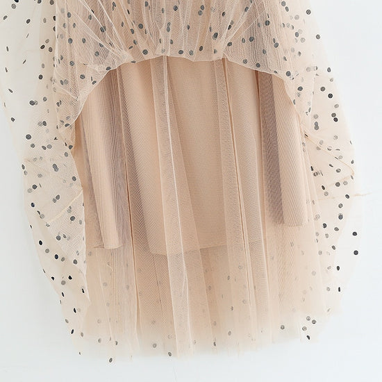 Skirt,Tulle Skirt, Beige Skirt, Skirt, Mesh Skirt, Polkadot Skirt, Polyester Skirt.