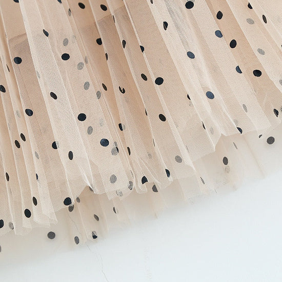 Skirt,Tulle Skirt, Beige Skirt, Skirt, Mesh Skirt, Polkadot Skirt, Polyester Skirt.