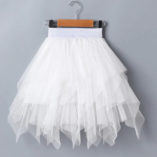 Kids White Skirt, ,White Tulle Kids Skirt, Ruffle Kids Skirt, White Kids Tutu Skirt. 