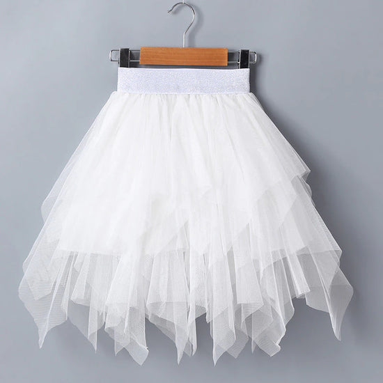 Kids White Skirt, ,White Tulle Kids Skirt, Ruffle Kids Skirt, White Kids Tutu Skirt. 