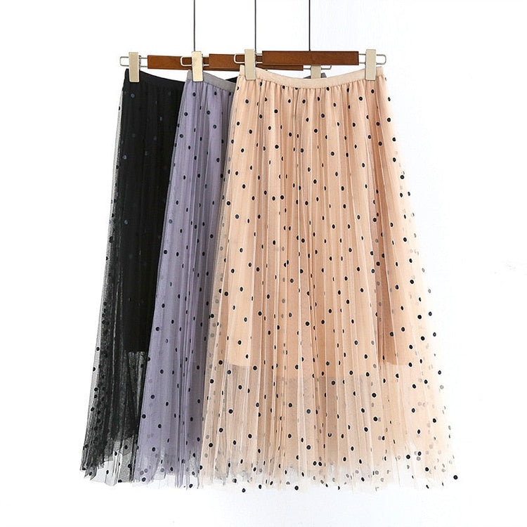 Skirt,Tulle Skirt, Black Skirt, Beige Skirt,Grey Skirt, Skirt, Mesh Skirt, Polkadot Skirt, Polyester Skirt.