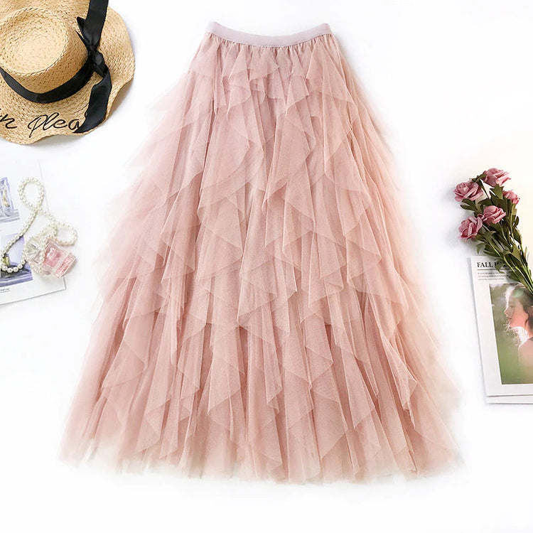 Tulle Skirt, Pink Skirt, Black Ruffle Skirt, Skirt, Ruffle Skirt, Mesh Skirt, Elastic Waist, Maxi Skirt, Date Night Outfit, Date Night Skirt, Long Skirt, Office Skirt, Beige Skirt, Ruffle Skirt.