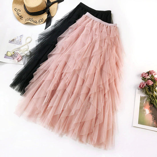 Tulle Skirt, Pink Skirt, Black Ruffle Skirt, Skirt, Ruffle Skirt, Mesh Skirt, Elastic Waist, Maxi Skirt, Date Night Outfit, Date Night Skirt, Long Skirt, Office Skirt, Beige Skirt, Ruffle Skirt.