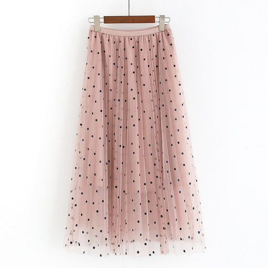 Skirt,Tulle Skirt, Pink Skirt, Skirt, Mesh Skirt, Polkadot Skirt, Polyester Skirt.