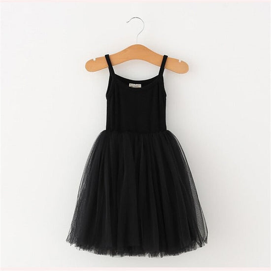 Spaghetti Strap Kids Dress, Summer Dress, Black Kids Dress, Tulle Kids Dress, Tutu Kids Dress.