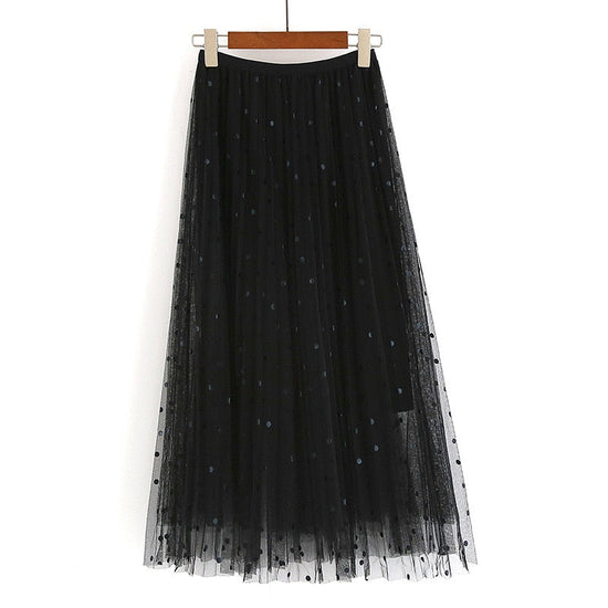 Skirt,Tulle Skirt, Black Skirt, Skirt, Mesh Skirt, Polkadot Skirt, Polyester Skirt.