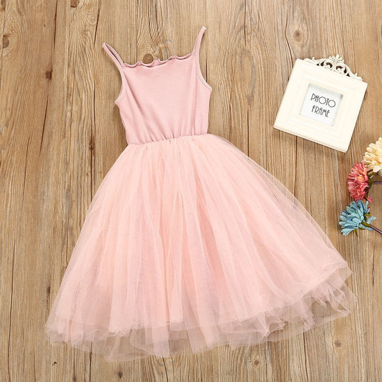 Spaghetti Strap Kids Dress, Summer Dress, Pink Kids Dress, Tulle Kids Dress, Tutu Kids Dress.