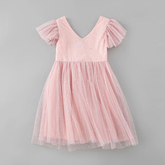 Pink Kids Tulle Dress, Pink Kids Dress, Sequence kids pink dress 