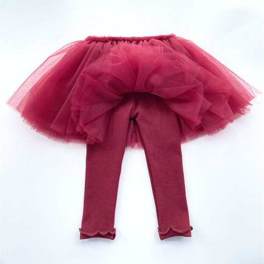 Burgundy Kids Tutu with Leggings. 