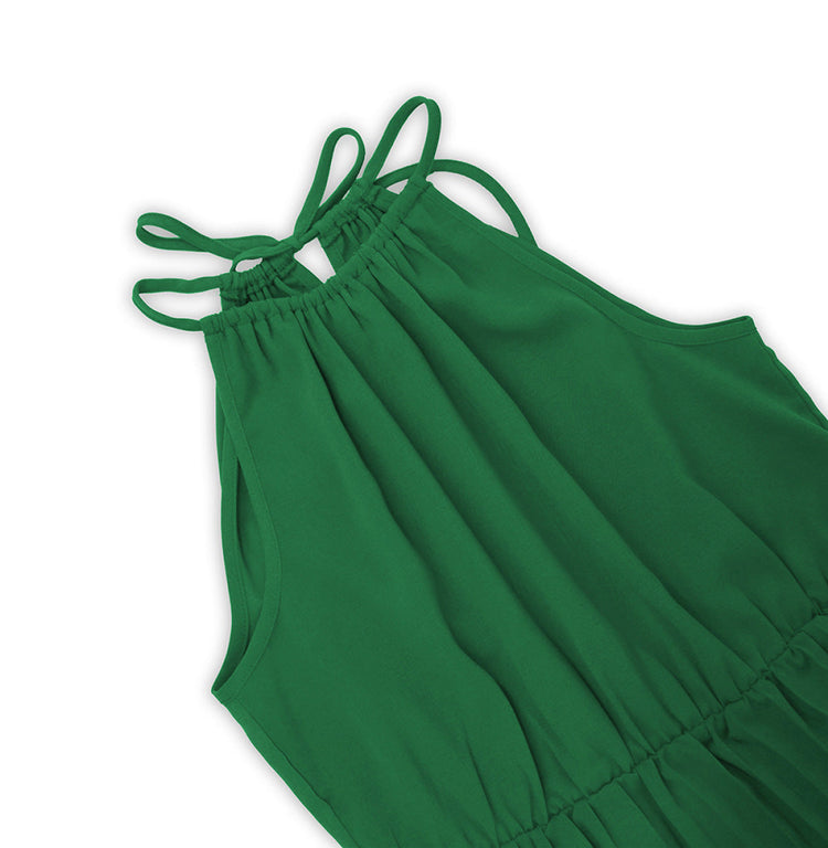 Sleeveless green dress, work dress, date night dress. 