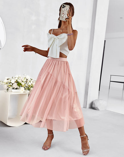 Tulle Skirt, Pink Skirt, Date Night Outfit, Picnic Outfit, Skirt, Feminine Skirt, Flowy Skirt, Long Skirt